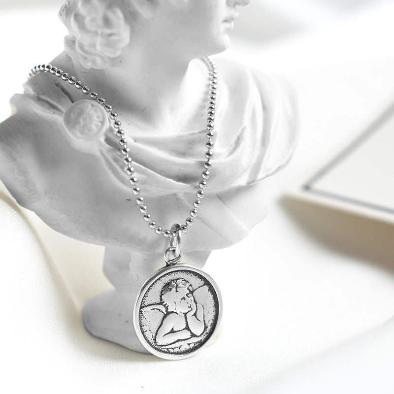 Collar de clavícula de plata de ley 925 con ángel de la guarda al por mayor